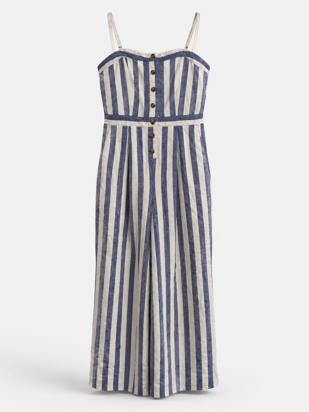 American Eagle Outfitters Cotton blend Blue White Striped Jumpsuit S/Tall GUC